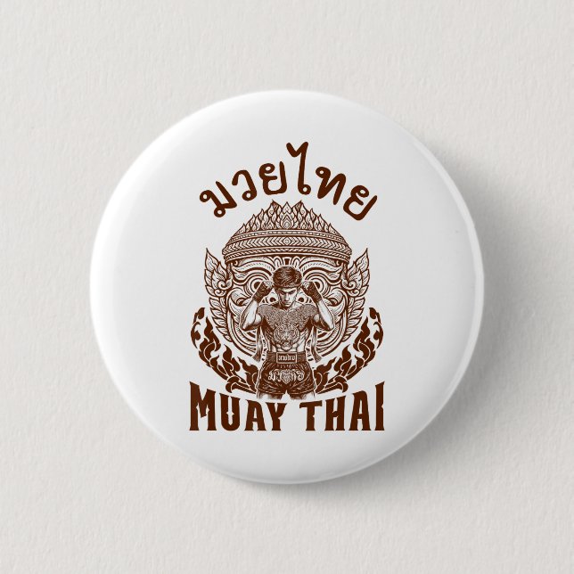 Muay Thai Boxer Boxing Älskare Thai Boxing Thailan Knapp (Framsida)
