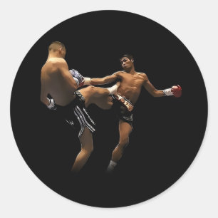 Muay Thai Boxing Action Runt Klistermärke