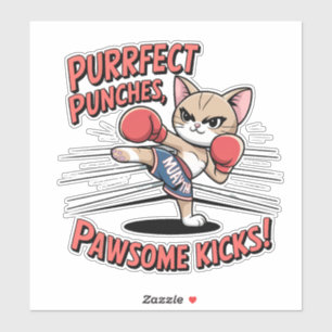 Muay Thai Boxing Cute Anime Cat Sticker Klistermärken
