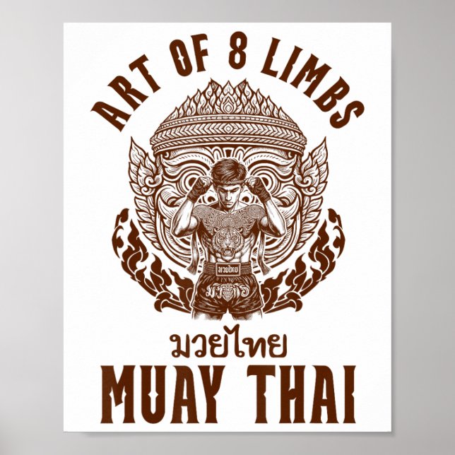 Muay Thai Boxing Thai Boxing Boxer Art 8 Limbs Poster (Framsidan)
