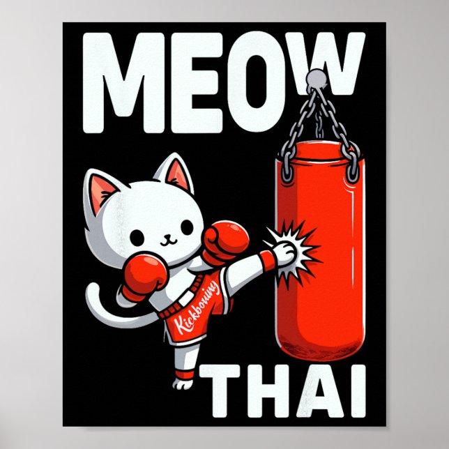 Muay Thai Cat Boxing Martial Arts Fighter Sport Cu Poster (Framsidan)