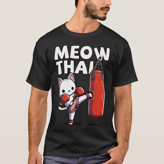 Muay Thai Cat Meow Thai T Shirt (Framsida)