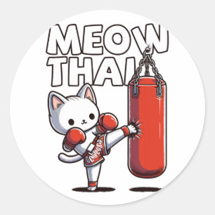 Muay Thai Cat Runt Klistermärke