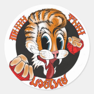 Muay Thai Cat Sticker Runt Klistermärke