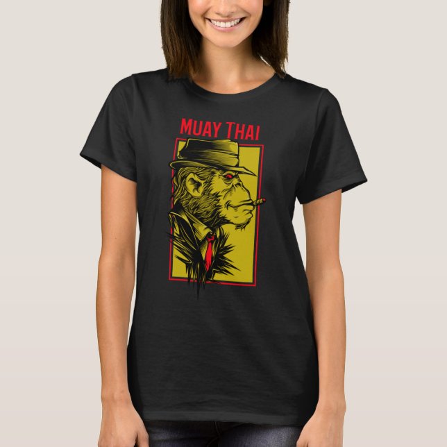 Muay Thai Chimp Jiu Jitsu MMA Fighting Muay Thai T Shirt (Framsida)