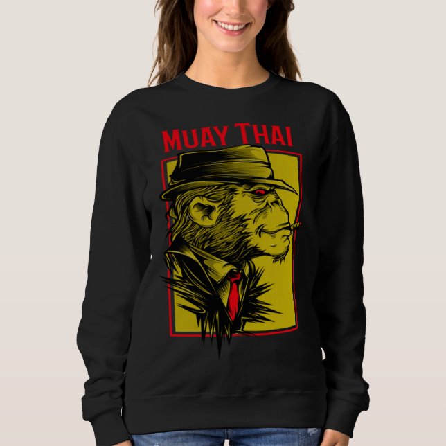 Muay Thai Chimp Jiu Jitsu MMA Fighting Muay Thai T Shirt (Framsida)