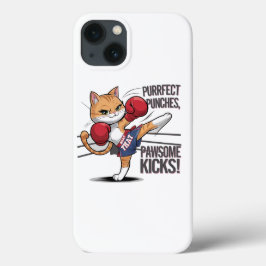 Muay Thai Cute Boxing and Kicking Cat Iphone case