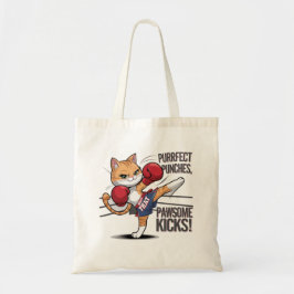 Muay Thai Cute Boxing and Kicking Cat Tote Bag Tygkasse