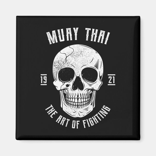 Muay Thai Dödskalle - Thailändsk Boxning Och Kickb Magnet (Framsidan)