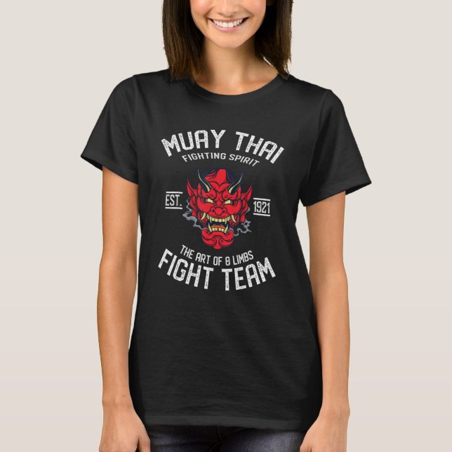 Muay Thai Fight Team  Thailand Thai Boxing MMA Oni T Shirt (Framsida)