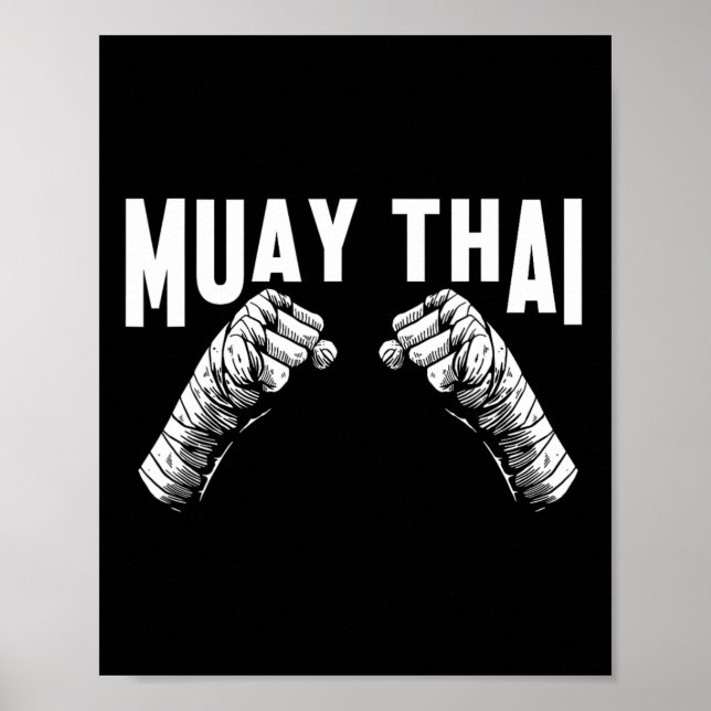 Muay Thai Fighter Fists MMA Klubb Martial Arts Fig Poster (Framsidan)