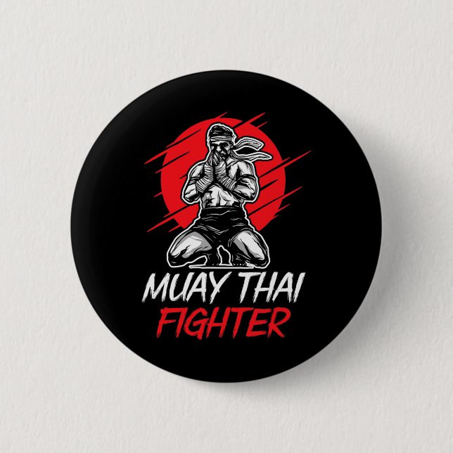 Muay Thai Fighter Martial Arts Boxing Hob Knapp (Framsida)