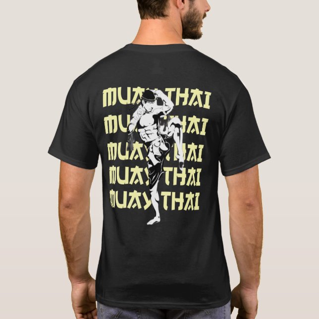 Muay Thai Fighter Repetera text Checking Kick Mma T Shirt (Baksida)