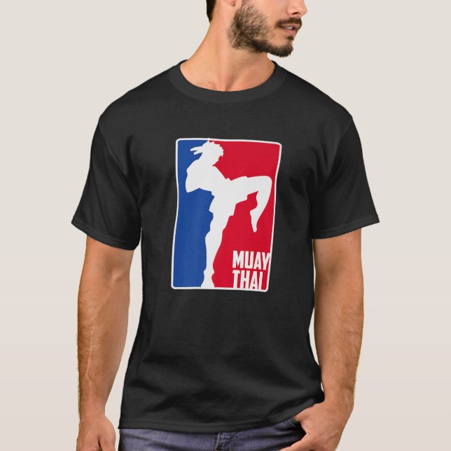 Muay Thai Fighter Retro Kickboxing Training MMA T Shirt (Framsida)