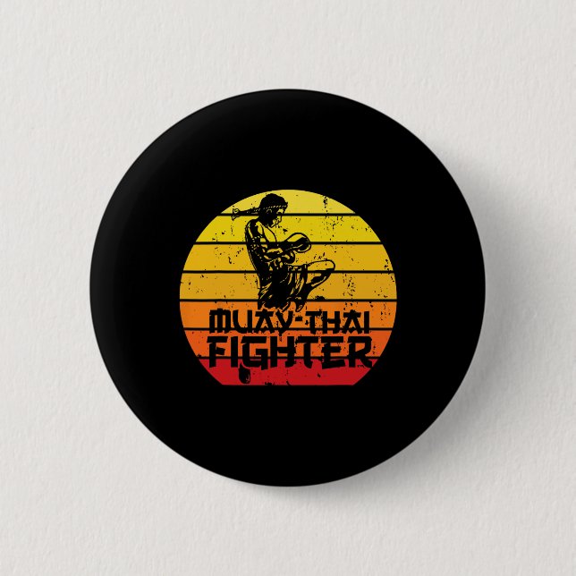 Muay Thai Fighter Thai Boxing Martial Arts Combat Knapp (Framsida)