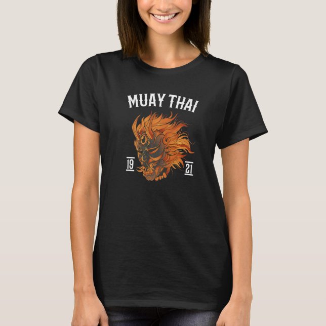 Muay Thai Fighting Oni Mask Hannya Thai Boxing T Shirt (Framsida)