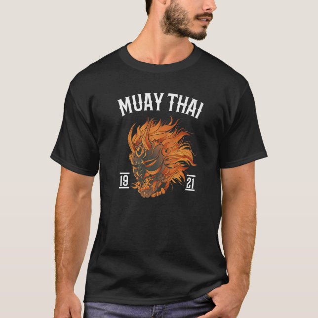 Muay Thai Fighting Oni Mask Hannya Thai Boxing T Shirt (Framsida)