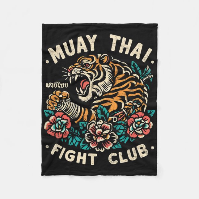 Muay Thai Fighting Tiger Mma Kickboxing Traditiona Fleecefilt (Framsidan)