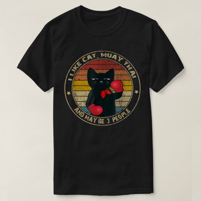 Muay Thai Funny Cat Kickboxing Thailand Boxing Cat T Shirt (Design framsida)