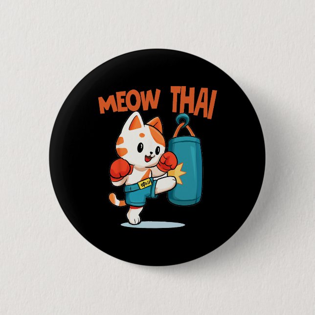 Muay Thai Funny Cat Lover Thai Boxing Thailand Meo Knapp (Framsida)