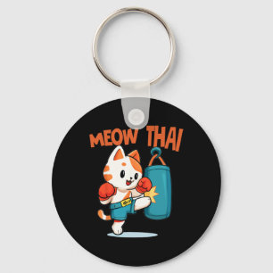 Muay Thai Funny Cat Lover Thai Boxing Thailand Meo Nyckelring