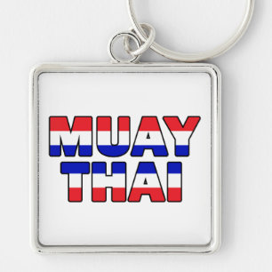 Muay Thai Fyrkantig Silverfärgad Nyckelring
