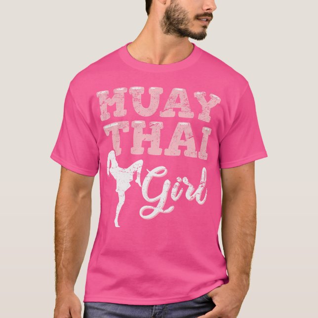 Muay Thai Girl Muay Thai Fighter Kickboxer Kickbox T Shirt (Framsida)