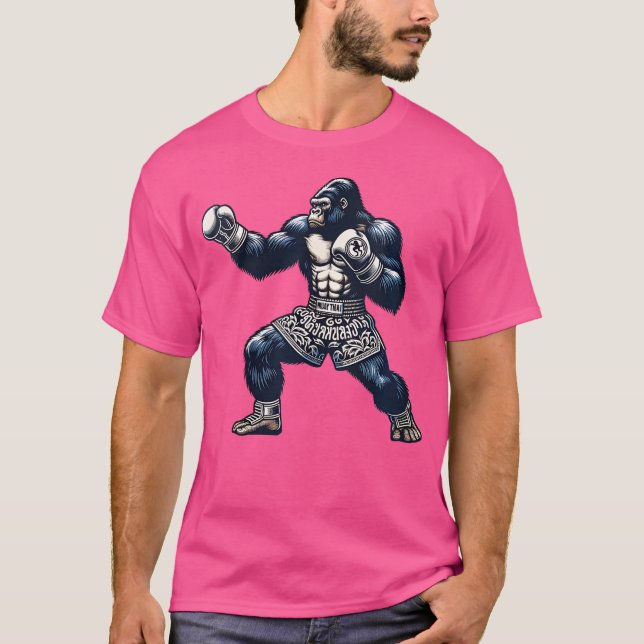 Muay Thai Gorilla Thai Boxing and Kickboxing T Shirt (Framsida)