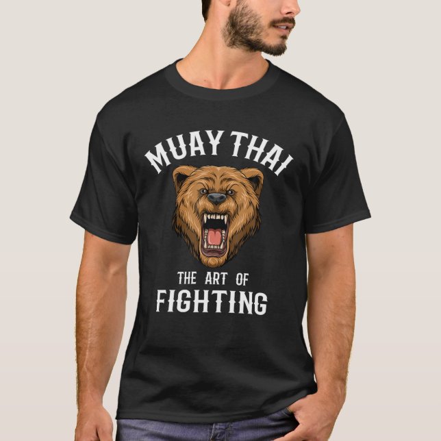 Muay Thai Grizzly bär thai Boxing and Kickboxing T Shirt (Framsida)