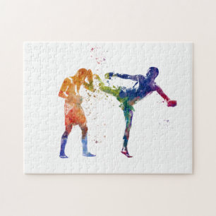 Muay thai i akvarell pussel