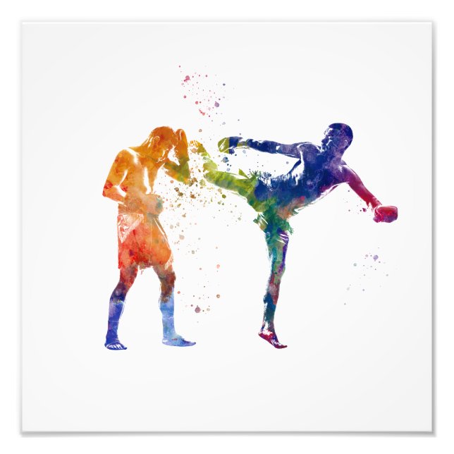 Muay thai in watercolor fototryck (Framsidan)