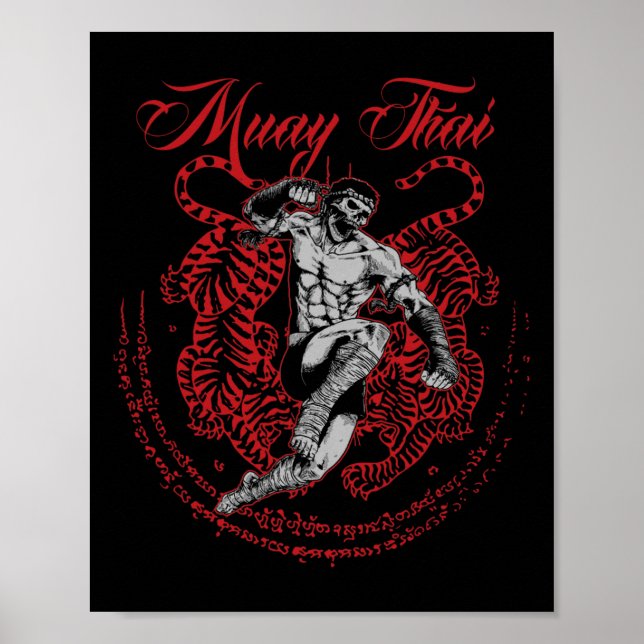 Muay Thai Kickboxing Martial Art Fighter Thai Boxi Poster (Framsidan)
