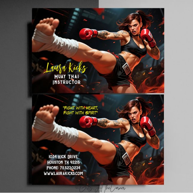 Muay Thai Kickboxing Martial Arts Instructor  Visitkort (Skapare uppladdad)