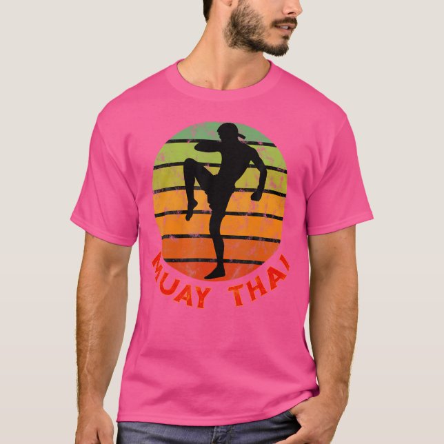 Muay Thai Kickboxing Silhouette Boxer Thailand T Shirt (Framsida)