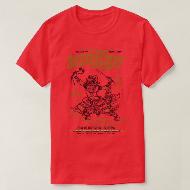 Muay Thai Kickboxing Tattoo Sak Yant Hanuman 1 T Shirt (Design framsida)
