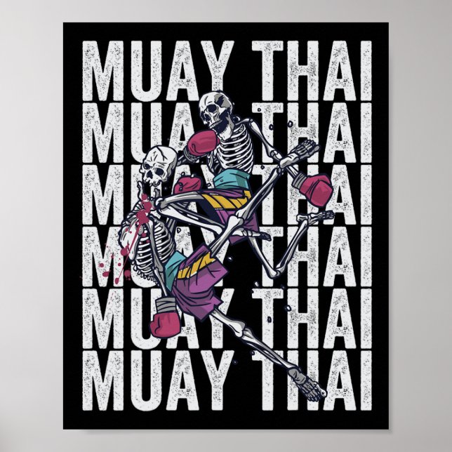 Muay Thai Kickboxning, Muay Thai Skelett, Muay Th Poster (Framsidan)