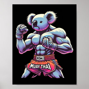 Muay Thai Koala Kickboxningskämpe Roligt  Poster