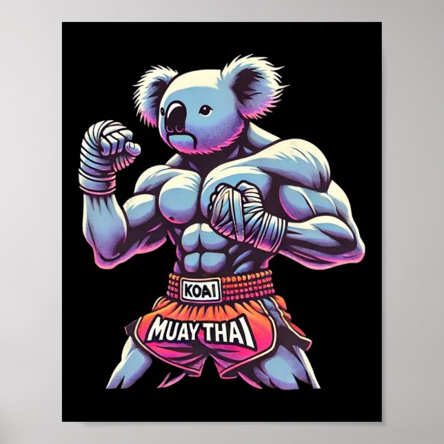 Muay Thai Koala Kickboxningskämpe Roligt  Poster (Framsidan)
