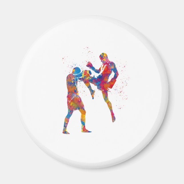 Muay thai-kombattant i vattenfärg magnet (Framsidan)