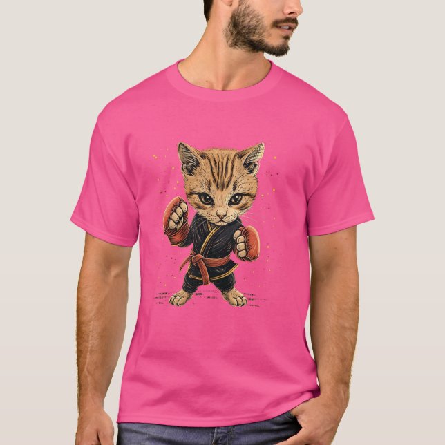 Muay Thai-krigare Katt på Muay Thai T Shirt (Framsida)