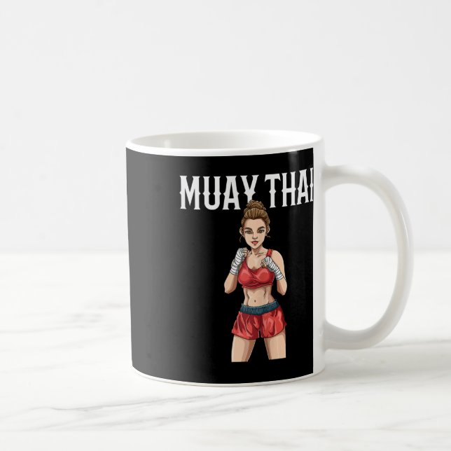 Muay Thai Kvinna - Thailändsk Boxning Och Kickboxn Kaffemugg (Höger)