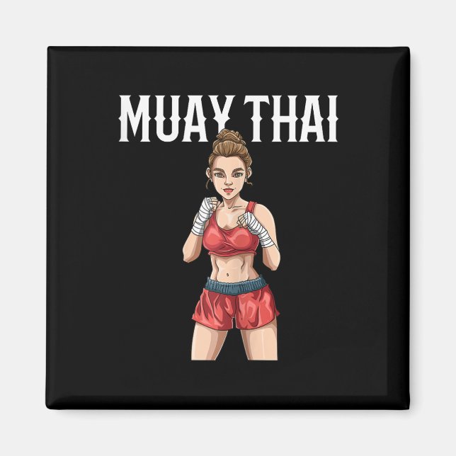 Muay Thai Kvinna - Thailändsk Boxning Och Kickboxn Magnet (Framsidan)