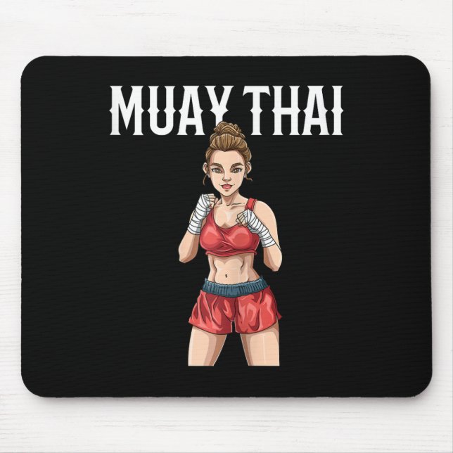 Muay Thai Kvinna - Thailändsk Boxning Och Kickboxn Musmatta (Framsidan)