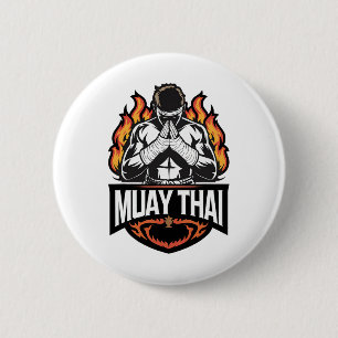 Muay Thai Logotyp - Thai Boxing Fighter Knapp