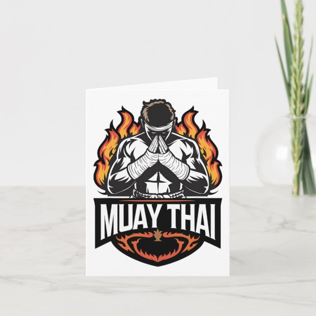 Muay Thai Logotyp - Thai Boxing Fighter Kort (Framsida)