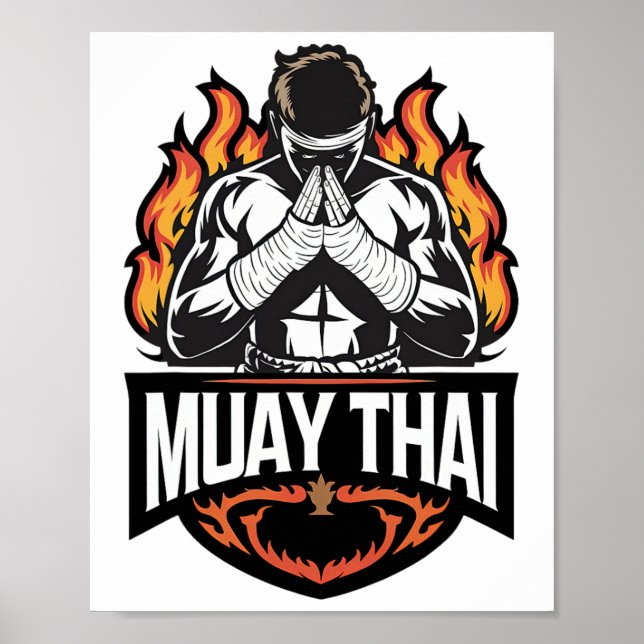 Muay Thai Logotyp - Thai Boxing Fighter Poster (Framsidan)