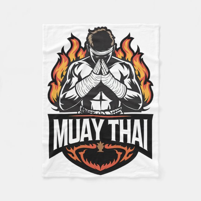 Muay Thai-logotyp - thaiboxningskämpe  Fleecefilt (Framsidan)