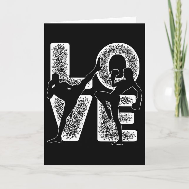 Muay Thai Love Word Theme Graphic Design Kickboxin Kort (Framsida)