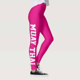 Muay Thai Martial Arts Bright Rosa and White Leggings