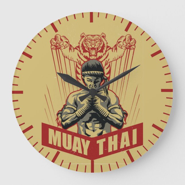 Muay Thai Martial Arts Sleeping Tiger Dojo Stor Klocka (Framsida)